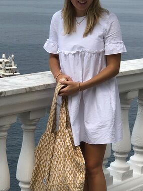 Sunday Best Cotton White Babydoll Dress w Pockets